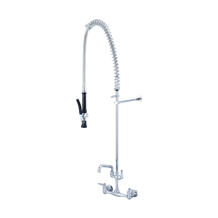 CENTRAL BRASS Two Handle Wallmount Pre-Rinse Faucet, NPT, Wallmount, Polished Chrome, Weight: 12.7 80047-ULE60-AD0